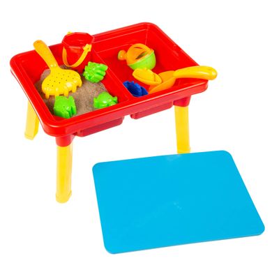 HEY! PLAY! Water Table with Lid and Toys - Playset with 2 Sensory Bins for Sand or Water - Toddler Activity Set for Beach, Backyard or Classroom