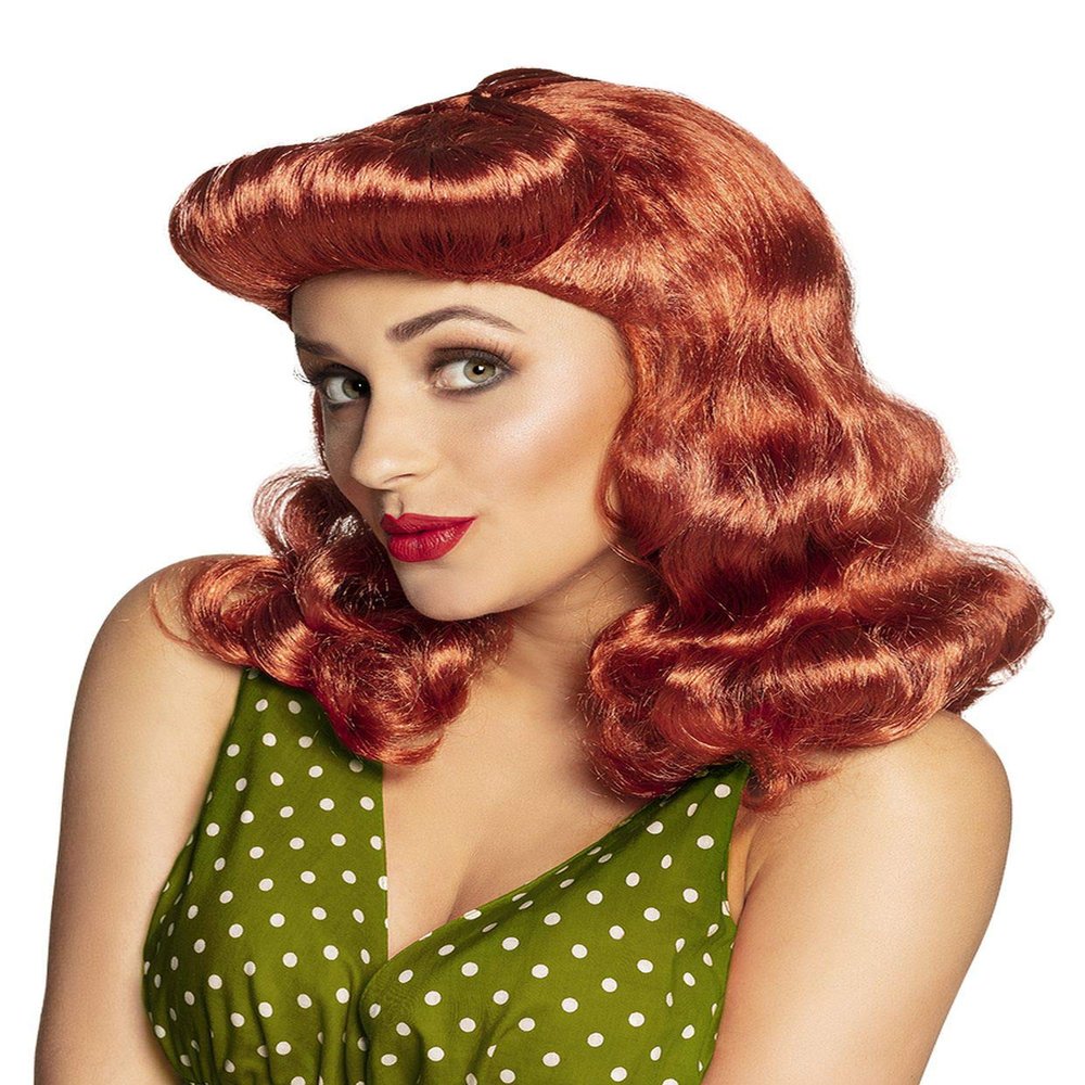Boland 10132104 BOL85050 85050 50s Pin Up Wig Light Brown