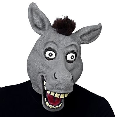 Big Eyes Donkey Full Head Mask Plush Hair Latex Mask Nativity Play Fancy Dress
