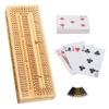 WE Games 3 Player Wooden Cribbage Set - Easy Grip Pegs and 2 Decks of Cards Inside of Board - Natural Wood view 1