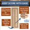 WE Games 3 Player Wooden Cribbage Set - Easy Grip Pegs and 2 Decks of Cards Inside of Board - Natural Wood view 2