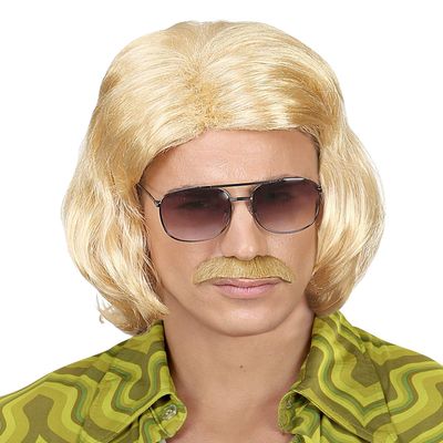 widmann 46939 70s Wig with Moustache Blonde
