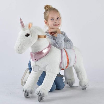 Ufree Small Unicorn Ride on Toy for 3 Years to 6 Years Old, Height 29 Inch Adjustable Pedal for Different Ages Walking Horse Mechanical Moving Horse