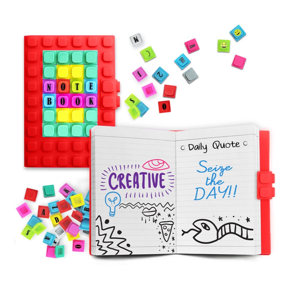 Red Journal Notebook Diary with Soft Lock, A6 Diary Notebook With 70 Decor Cubes, Refillable Notebook, 190 Lined Pages, Diary with Lock