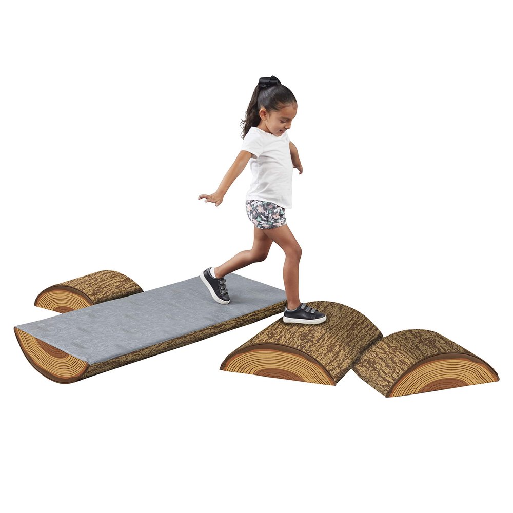 ECR4Kids SoftZone Tree Log Climber Set, Balance Builders, Chocolate, 4-Piece