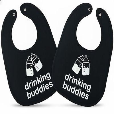 100% Cotton Drinking Buddies Twin Bibs for Babies  Soft, Cute & Practical Waterproof, Durable, Unisex Bibs for Twins. Ideal for Mess-Free Feeding, Everyday Use, and Protecting Clothing from Spills