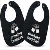 100% Cotton Drinking Buddies Twin Bibs for Babies  Soft, Cute & Practical Waterproof, Durable, Unisex Bibs for Twins. Ideal for Mess-Free Feeding, Everyday Use, and Protecting Clothing from Spills view 1