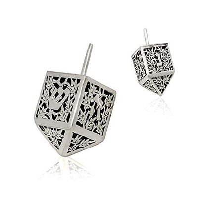 Hanukkah Chanukkah Dreidel Collector's Beautiful 925 Sterling Silver Filigree design, Handmade Custom sizes Weight: 14gr , 2"H x 0.75''W. Spinning Top
