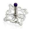 Hanukkah Modern hollow dreidel design 925 sterling silver with Amethyst stone & Hebrew letters Dimensions: 1.6"w x 1.5"h Weight - 15gr view 1