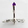 Hanukkah Modern hollow dreidel design 925 sterling silver with Amethyst stone & Hebrew letters Dimensions: 1.6"w x 1.5"h Weight - 15gr view 2