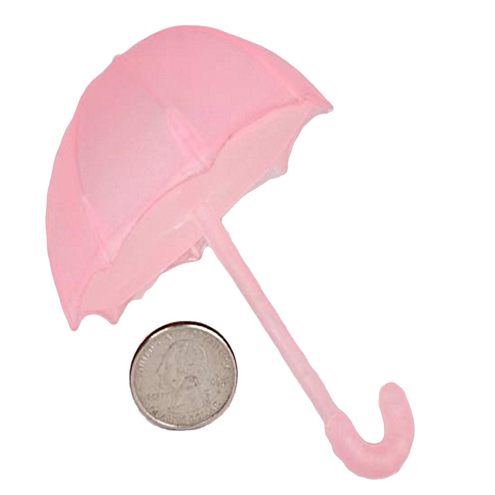 12 Fillable Plastic Baby Bridal Shower Umbrellas Favors - Pink
