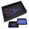 Forged Dice Co. Dice Tray 14" - Double Sided and Removable Neoprene Rolling Dice Mat - for Any Dice or Board Game, Tabletop RPGs Like D&D Pathfinder Roleplaying Game Black Tray w/Blue D20 Icon Mat view 1