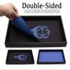 Forged Dice Co. Dice Tray 14" - Double Sided and Removable Neoprene Rolling Dice Mat - for Any Dice or Board Game, Tabletop RPGs Like D&D Pathfinder Roleplaying Game Black Tray w/Blue D20 Icon Mat view 2