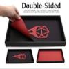 Forged Dice Co. Dice Tray 14" - Double Sided and Removable Neoprene Rolling Dice Mat - for Any Dice or Board Game, Tabletop RPGs Like D&D Pathfinder Roleplaying Game Black Tray w/Red D20 Icon Mat view 2