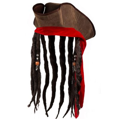 Boland 81938 Pirate Dirty Jack Hat with Hair Brown