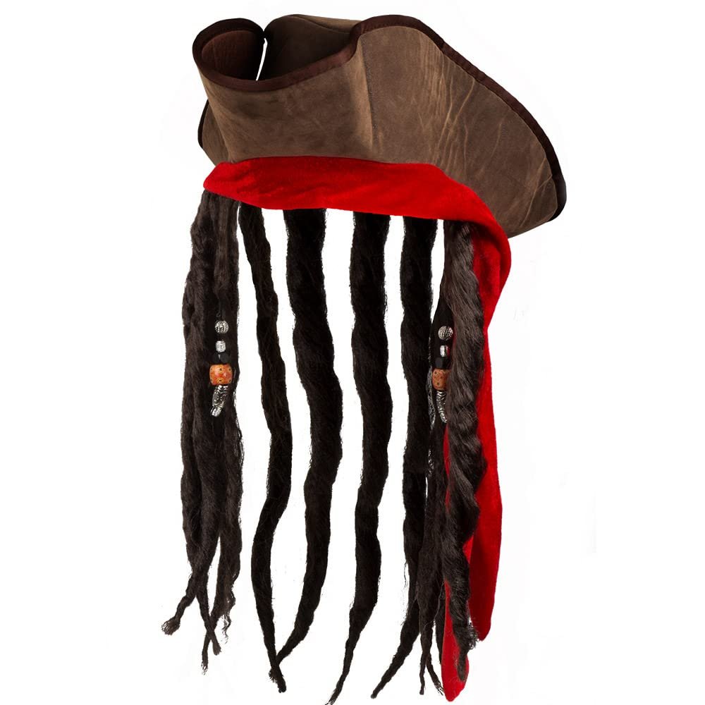 Boland 81938 Pirate Dirty Jack Hat with Hair Brown