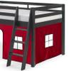 Roxy Twin Wood Junior Loft Bed with Espresso Finish & Red & Blue Bottom Tent, Kids Furniture, Ideal for Small Bedrooms, Mattress Ready, Storage Beneath, Simple Assembly Required view 3