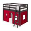 Roxy Twin Wood Junior Loft Bed with Espresso Finish & Red & Blue Bottom Tent, Kids Furniture, Ideal for Small Bedrooms, Mattress Ready, Storage Beneath, Simple Assembly Required view 4
