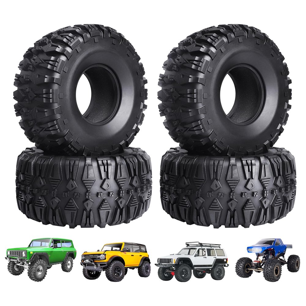 Hobbypark Super Soft 2.2inch Crawler Tires 1/10 Rock Crawling Climbing Tyres Mud fit 2.2 Beadlock Wheels for Traxxas TRX4 Axial SCX10 II Redcat Gen 8 Gen7 Everest 10 w/Foam (4-Pack)
