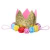 ACSUSS Infant Baby Boy Girls Gold Flower Crown Tiara First 1st Birthday Party Hat Shiny Letter 1/One Print Headbands #6 Gold''1'' Colorful One Size view 2