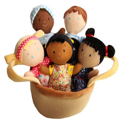 Snuggle Stuffs Basket of Buddies Plush Diversity Multicultural Ethnic Dolls | Diversity Toys for Toddlers | Soft Multicultural Dolls for Preschool Classroom, Daycare or at Home | Set of 5-8"