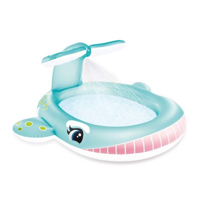 Intex 57440EP Inflatable Whale Spray Kiddie Pool for Kids 2+, 79" x 77" x 36" - Small Blow-Up Splash Pool & Sprinkler, Backyard Toddler Play Center