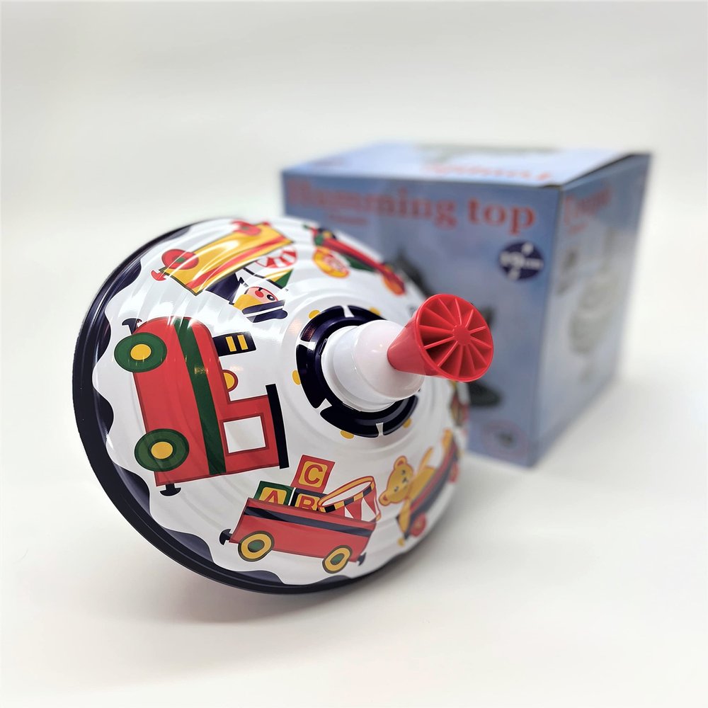 Bolz Classic Playbox Music Spinning Tin Top Toy from KsmToys The Funny Buzzing Hum Gets Louder As The Top Spins Faster, Ages 18 m+