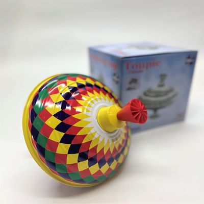 Classic Multicolored Spinning Tin Top Toy Bolz Funny Buzzing Hum Gets Louder As The Top Spins Faster 8x8x8" Ages 18 m+
