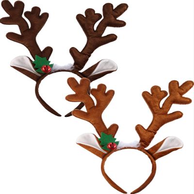 Bememo 2 Pieces Christmas Reindeer Antlers Headband Deer Antlers Headband for Women Cosplay Party Costume Accessories(Cute Style)