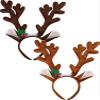 Bememo 2 Pieces Christmas Reindeer Antlers Headband Deer Antlers Headband for Women Cosplay Party Costume Accessories(Cute Style) view 1