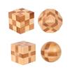 4 Pack Wooden Puzzle Games Brain Teasers Toy- 3D Puzzles for Teens and Adults - Wooden Logic Puzzle Wood Snake Cube Magic Cube Magic Ball Brain Teaser Intellectual Removing Assembling Toy view 1