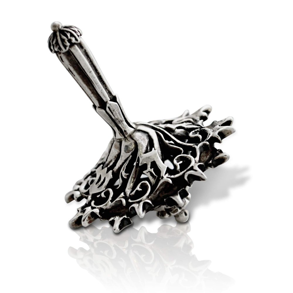 Hanukkah 925 Sterling Silver Dreidel Filigree flower design Dimensions: 1.5"w x 2"h Weight - 30gr