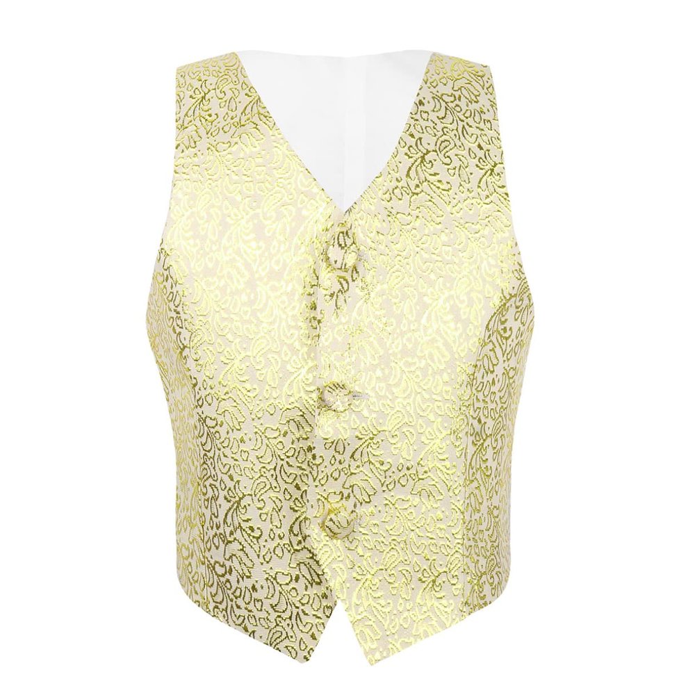 Agoky Kids Boys Gentleman Formal Suit Tuxedo Dress Vest Wedding Waistcoat Birthday Party Cosplay Costume Gold 5-6 Years
