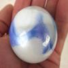Big Game Toys~Toe Breaker 50mm (2") Bright Sky w/Stand White/Purple/Blue Marbles Glass Ball Huge Swirl view 4