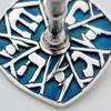 Modern Dreidel Collectors Hanukkah 925 Sterling Silver Blue enamel Amethyst stone Dimensions: 1.5"w x1.5"h Weight - 21gr view 2