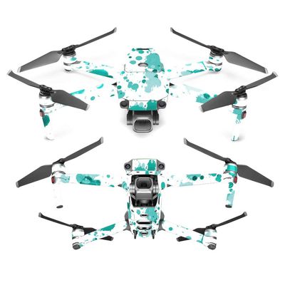 MightySkins Skin Compatible with DJI Mavic 2 Pro or Zoom - Teal Splatter | Protective, Durable, and Unique Vinyl Decal wrap Cover | Easy to Apply, Remove, and Change Styles | Made in The USA