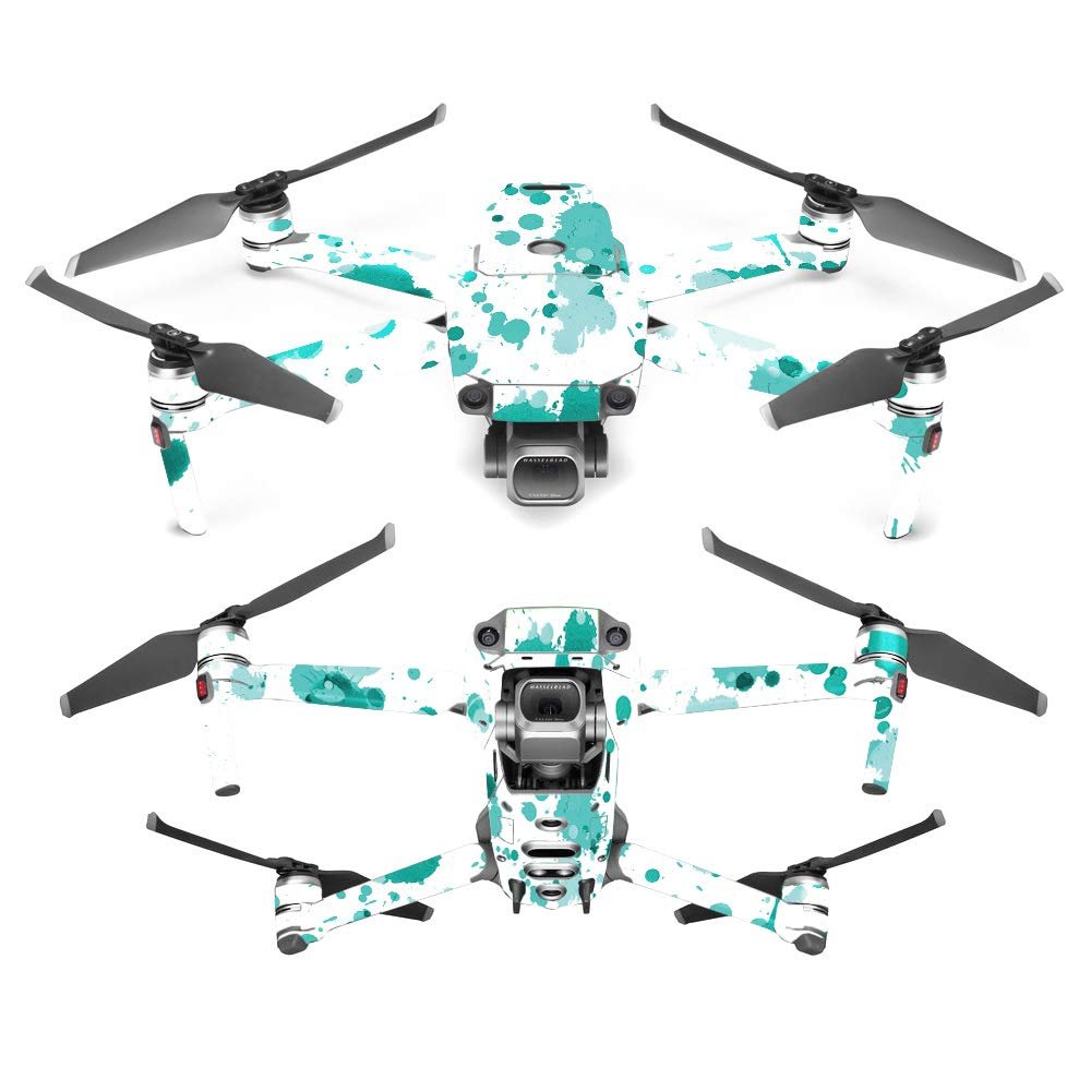 MightySkins Skin Compatible with DJI Mavic 2 Pro or Zoom - Teal Splatter | Protective, Durable, and Unique Vinyl Decal wrap Cover | Easy to Apply, Remove, and Change Styles | Made in The USA