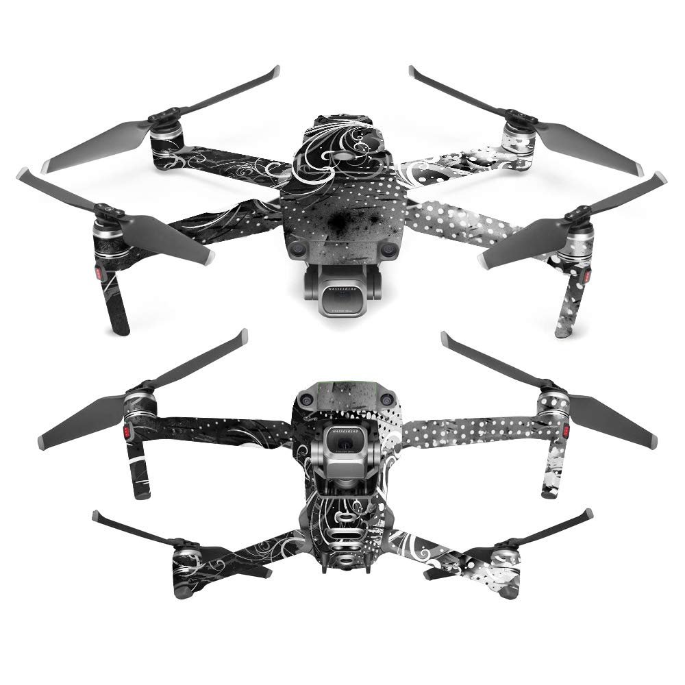 MightySkins Skin Compatible with DJI Mavic 2 Pro or Zoom - Black Flourish | Protective, Durable, and Unique Vinyl Decal wrap Cover | Easy to Apply, Remove, and Change Styles | Made in The USA