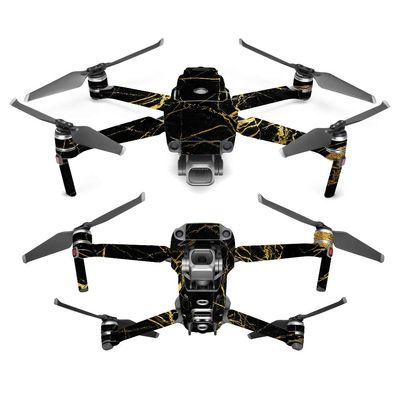 MightySkins Skin Compatible with DJI Mavic 2 Pro or Zoom - Black Gold Marble | Protective, Durable, and Unique Vinyl Decal wrap Cover | Easy to Apply, Remove, and Change Styles | Made in The USA