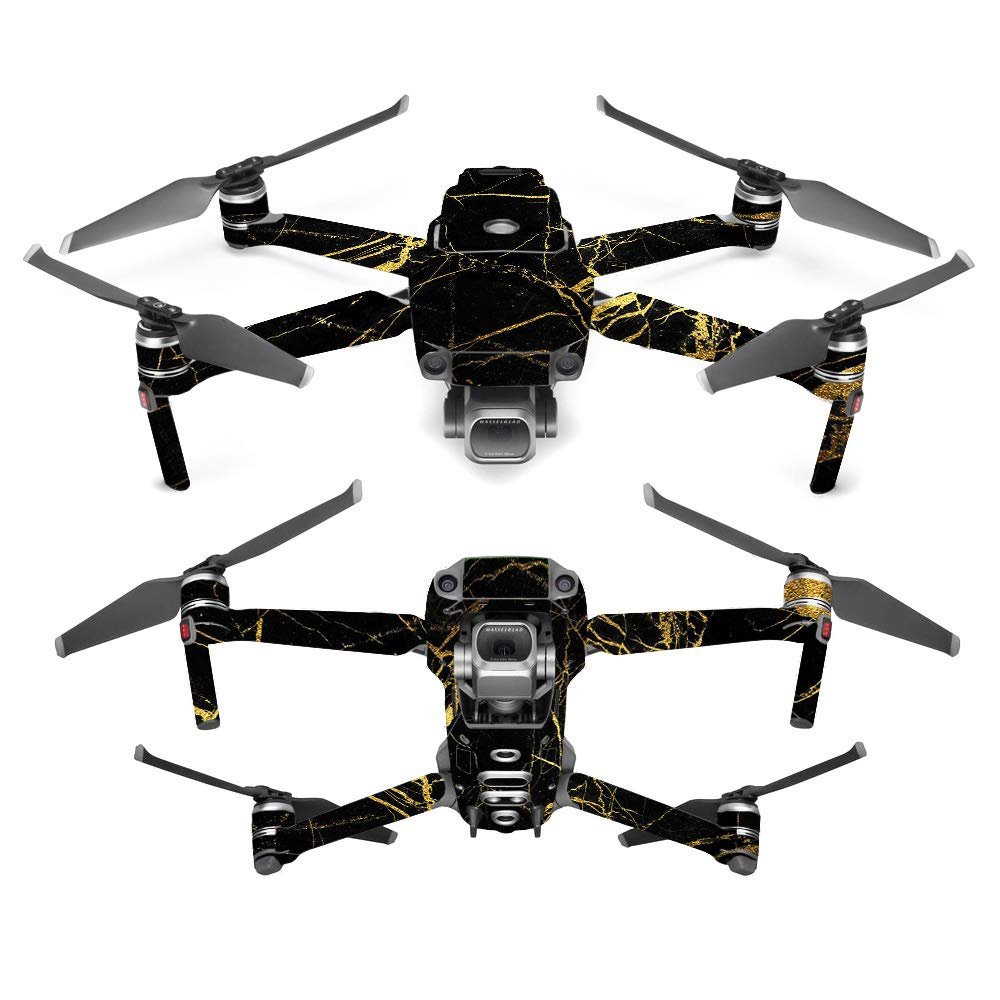 MightySkins Skin Compatible with DJI Mavic 2 Pro or Zoom - Black Gold Marble | Protective, Durable, and Unique Vinyl Decal wrap Cover | Easy to Apply, Remove, and Change Styles | Made in The USA