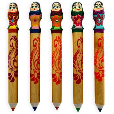 BestPysanky Giant Wooden Matryoshka Doll Pencil (1 Random Design)
