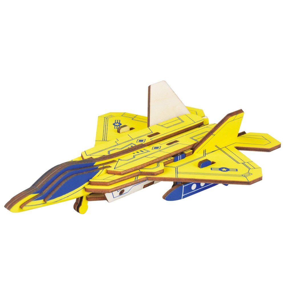 23 Pieces Airplane Jet Model Kit - Wooden Laser-Cut 3D Puzzle