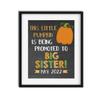 Canary Road Pumpkin Big Sister Pregnancy Announcement Paper Art Print | Pregnancy Announcement Sign | Baby Announcement Photo Prop | Big Sister Sign | New Baby Sign | Pumpkin Baby | Fall Pregnancy view 1