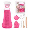 Toyze Popular Gifts for 2-8 Year Old Girls Boys, Chef Costume Set for Kids Apron for Girls Kids Chef Hat and Apron Toddler Cooking Toys Birthday Xmas Gifts for kids Stocking Stuffer for Toddlers Pink view 1