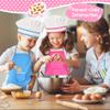 Toyze Popular Gifts for 2-8 Year Old Girls Boys, Chef Costume Set for Kids Apron for Girls Kids Chef Hat and Apron Toddler Cooking Toys Birthday Xmas Gifts for kids Stocking Stuffer for Toddlers Pink view 4