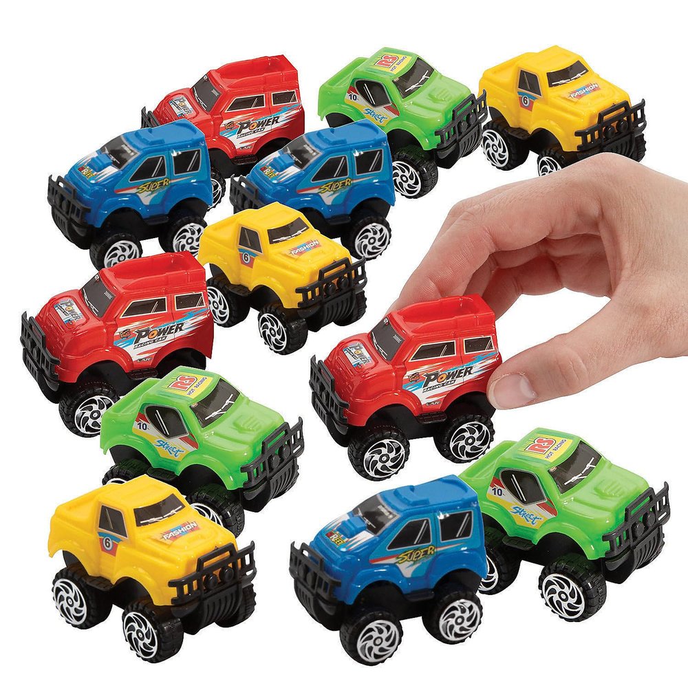 Fun Express Mini Truck Pullback Racers (Set of 12) Bulk Assortment Toys