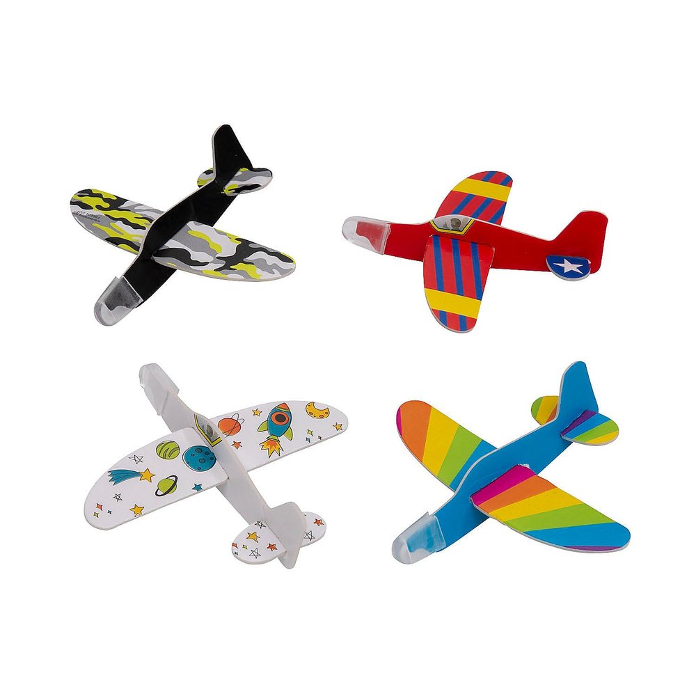 Fun Express Mini Foam Airplane Gliders - Toys, 4 x 3.5 Foam Gliders for Kids - Perfect for Parties, Events, and Outdoor Play - 72 Pieces