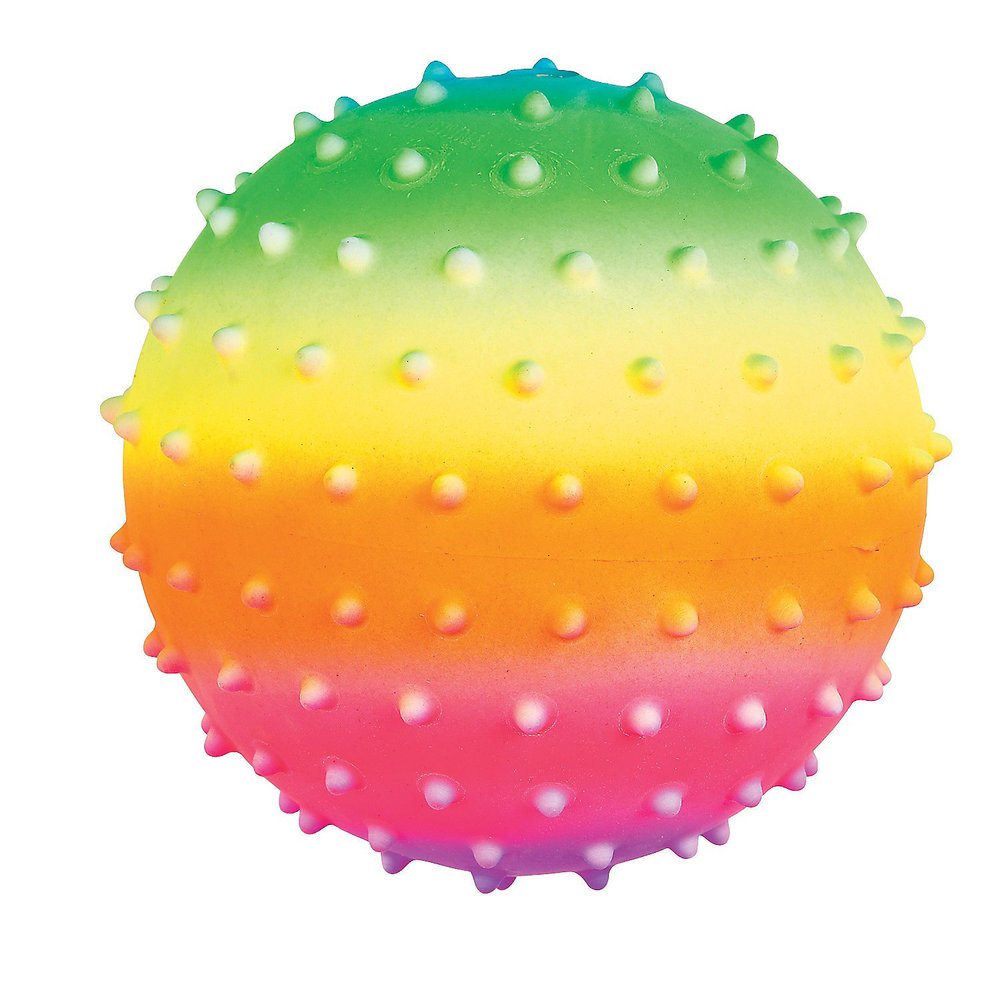 Fun Express 5" Rainbow Spike Balls  Vibrant Educational Toys for Kids Ideal for Sensory Play  Learning Activities Hand-Eye Coordination and Motor Skill Development  Assorted Colors  12 Pieces