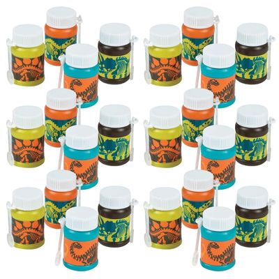 Fun Express Dino Bubbles (24 Pack of 1 oz Bottles) Dinosaur Party Favors and Toys - VBS Vacation Bible School Supplies/Decor