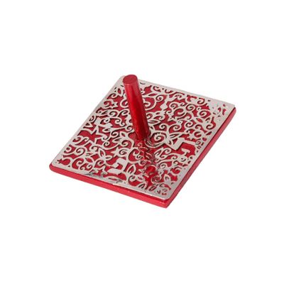 Yair Emanuel Hanukah Dreidel Decorative Flat Anodized Aluminum Cutout Design (Red)